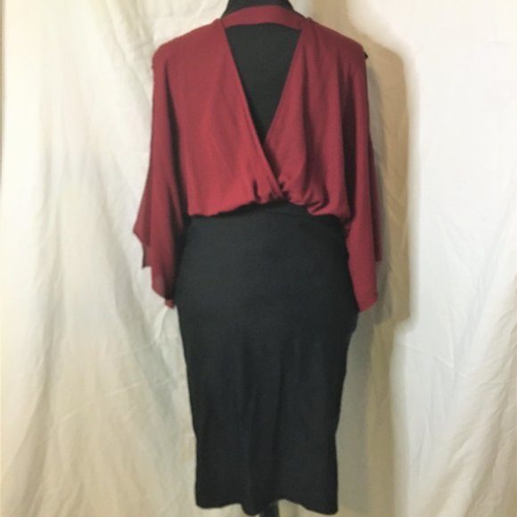FTF Sexy Maroon Top/Black Spandex Pencil Dress 2X - Picture 8 of 12